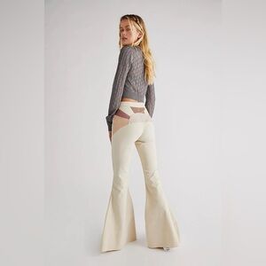 NWT FREE PEOPLE Ray Of Sunshine Cord Flare Jeans | Neutral MSRP $168 Size 32
